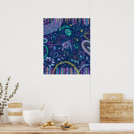 Poster Explorador Ousado: Maximalismo Abstrato
