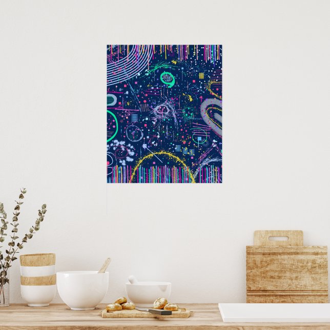 Poster Explorador Ousado: Maximalismo Abstrato (Cozinha)