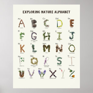 Poster Explorando o Alfabeto da Natureza Berçário ABC d