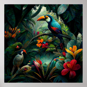 Poster Explorando uma paisagem da selva de luxo através d