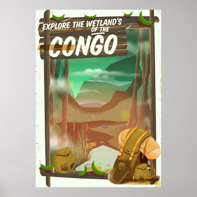 Poster Explorar as zonas úmidas do Congo (Frente)