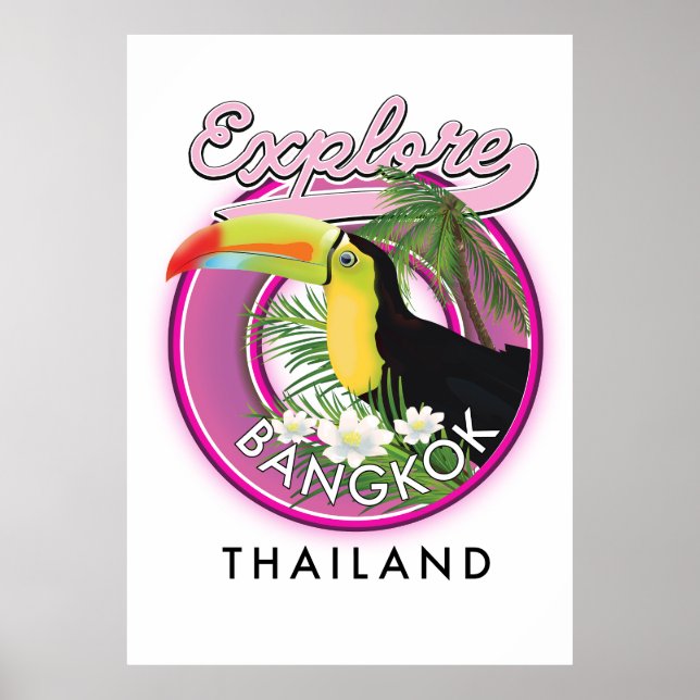 Poster explorar logotipo de viagem Banguecoque indonésia (Frente)