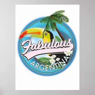 Poster explorar o fabuloso logotipo da Argentina Cartão p