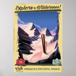 Poster Explore a Natureza Selvagem! cartaz de esqui
