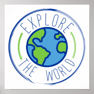 Poster explore o adesivo viagem mundial