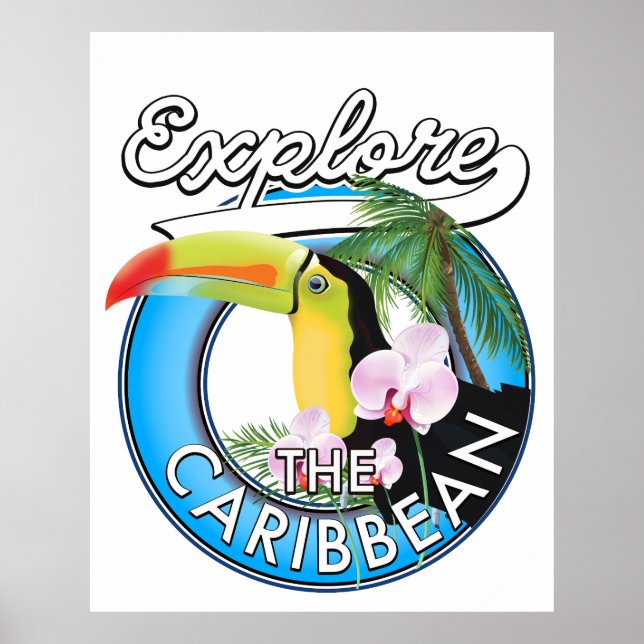 Poster Explore o patch de viagem do Caribe. (Frente)