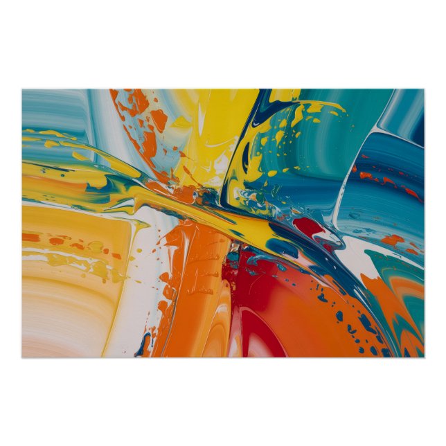 Pôster Explosão Abstrata de Alto Brilho (Frente)