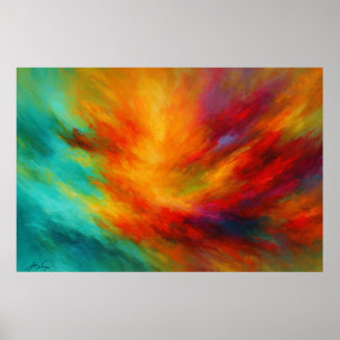 Poster Explosão Abstrata de Cores Radiantes