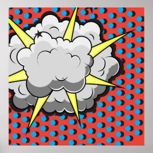 Pôster Explosão cómica do estilo do pop art