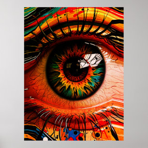 Poster Explosão de Cor no Olho – Realismo Abstrato Vibran