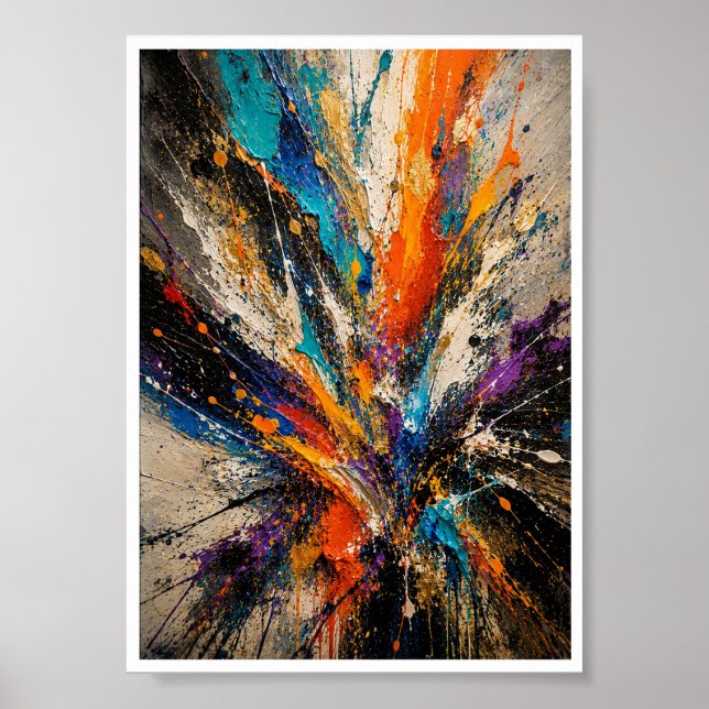 Poster Explosão de Cores Abstrato  (Frente)