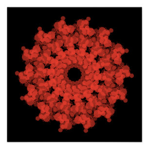 Pôster Explosão de estrelas vermelhas no céu negro