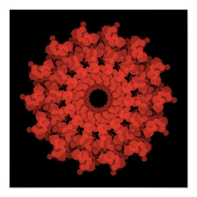 Pôster Explosão de estrelas vermelhas no céu negro (Frente)