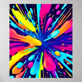 Poster Explosão de pintura neon na Canvas escura