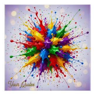 Pôster Explosão de Tinta Líquida Colorida Arte Abstrata