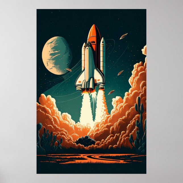 Poster Explosão do foguete espacial desligada (Frente)