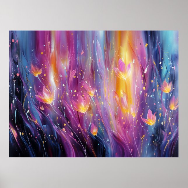 Poster Explosão floral luminosa abstrata (Frente)