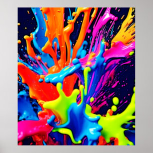 Poster Explosão Fluida de Tinta Neon