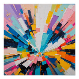 Pôster Explosão Geométrica Vibrante Arte Abstrato Colorid