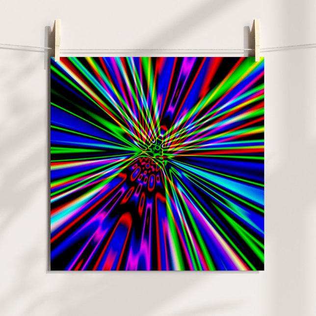 Pôster Explosão neon (Neon Explosion Abstract Digital Poster)