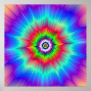Poster Explosão no verde e na violeta do vermelho azul