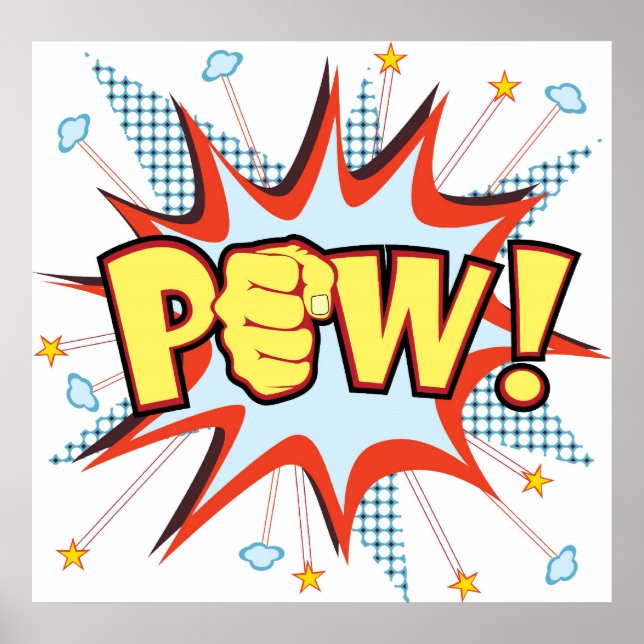 Pôster explosão tipo quadrinhos pow (Frente)