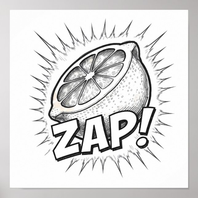 Poster Explosive Pop Art Graphic: Zealous Zapping Zest (Frente)
