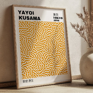 Poster Exposição Abstrata Amarela de Yayoi Kusama Japones