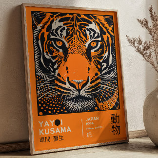 Poster Exposição de Arte Japonesa Retro Tigre Yayoi Kusam