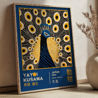Poster Exposição de Arte Japonesa Yayoi Kusama Peacock Bi