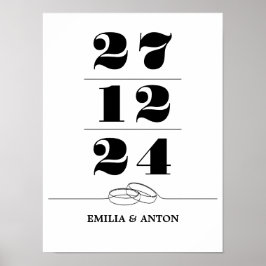Poster Exposição de Data de Casamento Minimalista