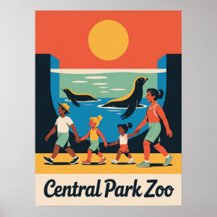 Poster Exposição de Focas da Família do Zoológico do Cent