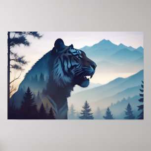 Poster Exposição Dupla Tigre Natureza Animal Selvagem