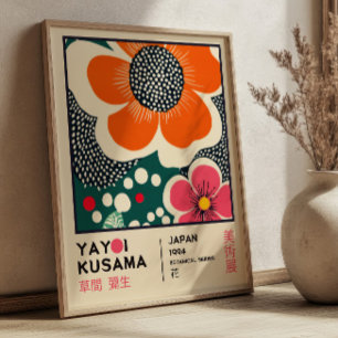 Poster Exposição Floral Yayoi Kusama Elegante Retro