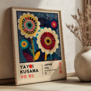 Poster Exposição Floral Yayoi Kusama Retro Botânica