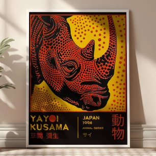 Poster Exposição Ilustração de Rinoceronte Retro Yayoi Ku