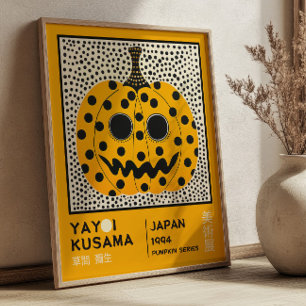 Poster Exposição Retrô Abstrata de Abóbora de Yayoi Kusam