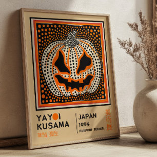 Poster Exposição Retrô Abstrata de Abóbora de Yayoi Kusam