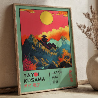 Poster Exposição Retro Paisagem Japonesa Yayoi Kusama