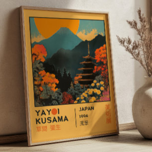 Poster Exposição Retro Paisagem Japonesa Yayoi Kusama
