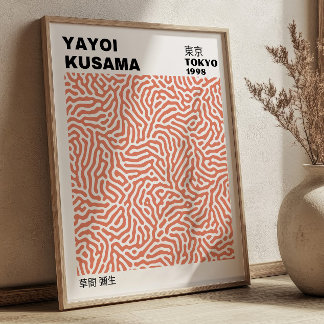 Poster Exposição Retro Yayoi Kusama com Toque Rosa