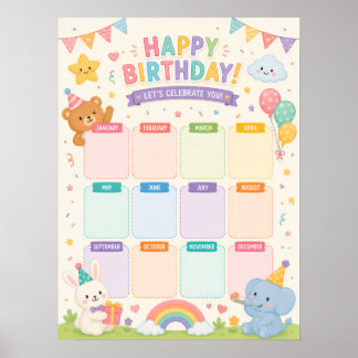 Poster Expositor de Aniversário para Cartaz de Sala de Au