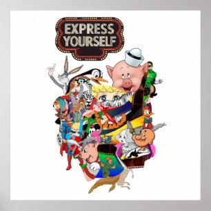 Poster Express Yourself Arte de Parede Colagem Cartoon Re