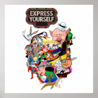 Poster Express Yourself Arte de Parede Colagem Cartoon Re