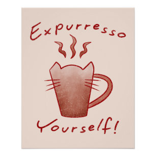 Pôster Expresse-se Gatos e Café