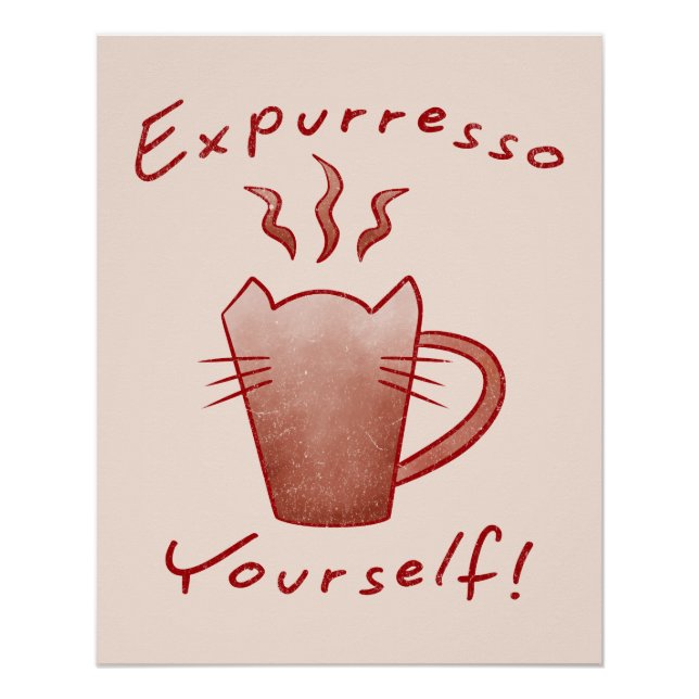 Pôster Expresse-se Gatos e Café (Frente)