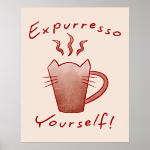 Poster Expresse-se Gatos e Café