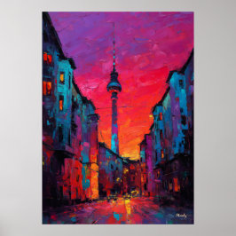 Poster Expressionist Berlin Skyline Colorful Urban City