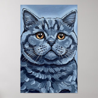 Poster Expressionist British Shorthair Cat Portrait