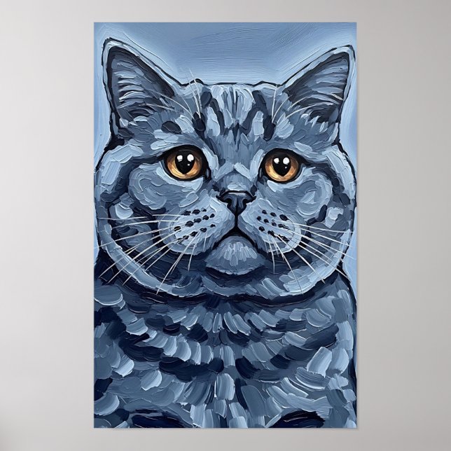 Poster Expressionist British Shorthair Cat Portrait (Frente)